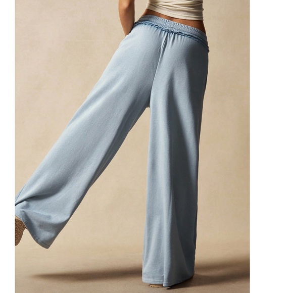 Solid Color block Stretchy waist Wide Leg Lounge Pants - Picture 6 of 6